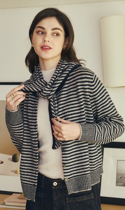 鬆感曼陀羅絨外套配小披肩  2色（只剩深藍現貨）