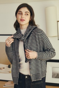 鬆感曼陀羅絨外套配小披肩  2色（只剩深藍現貨）