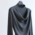 小眾羊毛混紡假兩件披肩上衣 5色 (只剩深灰現貨)_15