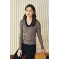 撞色氣質修身假兩件上衣 （只剩灰現貨）