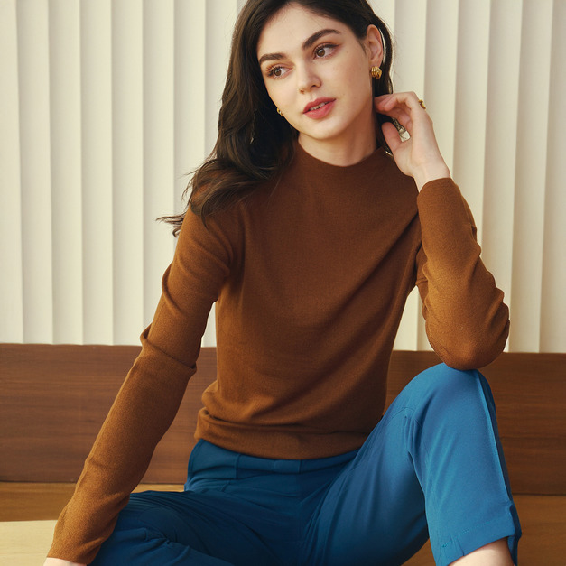 質感細支羊毛半領上衣 7色 (現貨)