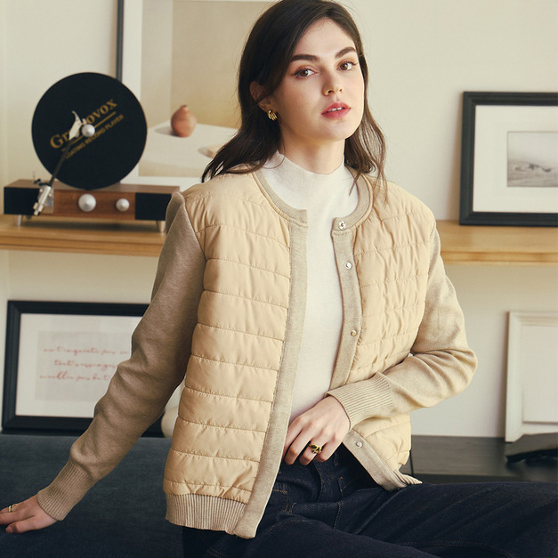 山梨羽絨針織外套(2色) 現貨