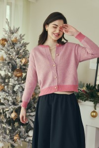 綿羊絨雙粉金釦毛衣外套 (現貨)