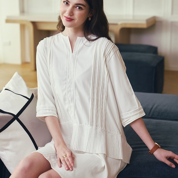 質感系摺布洋裝 （現貨）