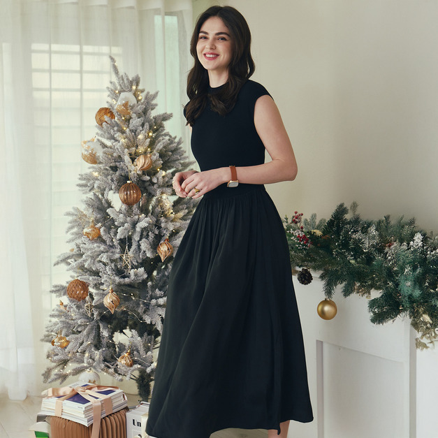 法之絲質洋裝 2色（深灰現貨）