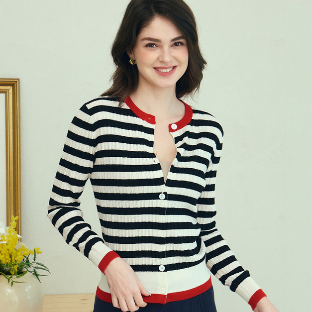 85%羊毛橫條外套（現貨）