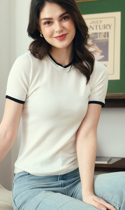 100%天絲高彈力修身短Ｔ 4色 （現貨）