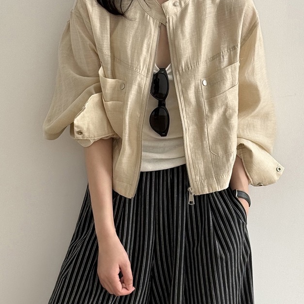 天絲短款薄透外套 2色 （現貨）