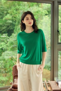 曲珠天絲落肩加大上衣6色 （現貨）