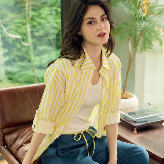 海島黃條紋防曬外套 3色（現貨）