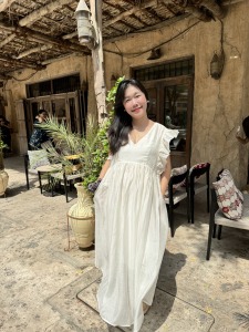 天絲夢幻荷葉v領洋裝 2色（現貨）