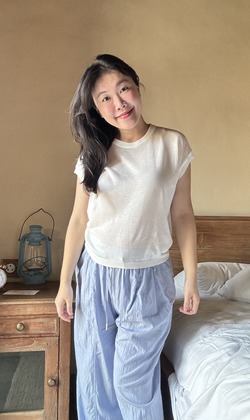 夏季天爽亞麻圓領上衣 5色（現貨）