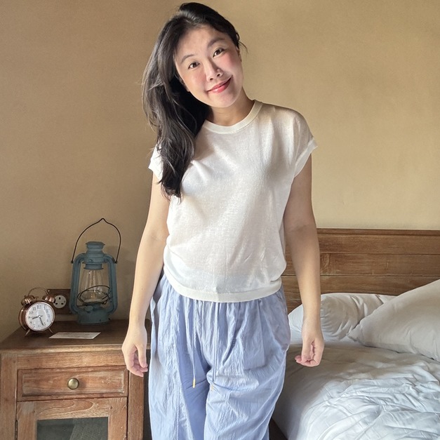 夏季天爽亞麻圓領上衣 5色（現貨）