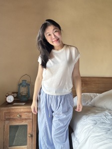 夏季天爽亞麻圓領上衣 5色（現貨）