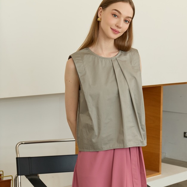 高密貢緞棉設計上衣 2色（現貨）