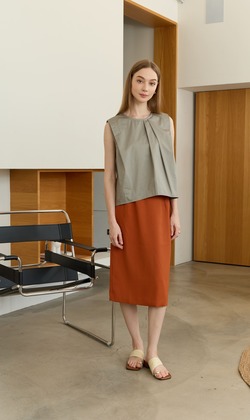 和氏半身高腰裙 2色（橘色現貨）