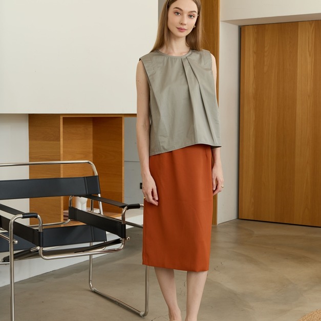 和氏半身高腰裙 2色（橘色現貨）