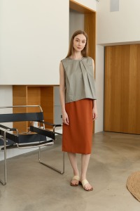 和氏半身高腰裙 2色（橘色現貨）