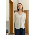 蕾絲細緻Ｖ領長袖上衣 （現貨）