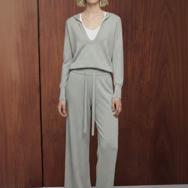 羊毛混紡休閒連帽套裝 3色（現貨）