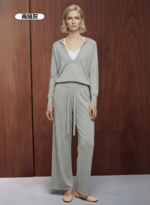 羊毛混紡休閒連帽套裝 3色（現貨）