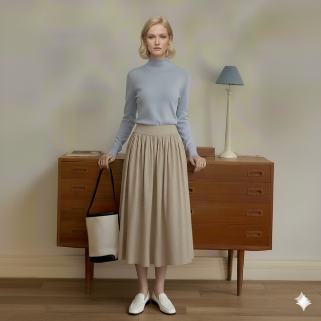 輕輕羊毛混紡半身裙 4色（現貨）