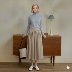 輕輕羊毛混紡半身裙 4色（現貨）