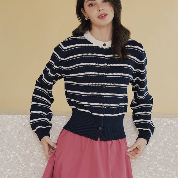 海軍橫條針織外套 （現貨）