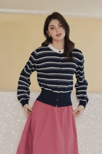 海軍橫條針織外套 （現貨）