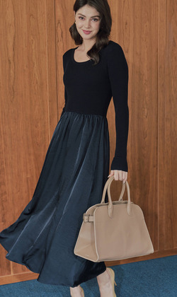 曲珠緞面皇后洋裝 2色（現貨）