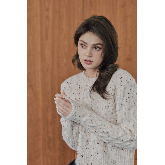 棕雪混紗短版毛衣 （現貨）