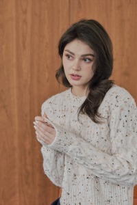 棕雪混紗短版毛衣 （現貨）