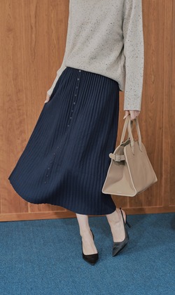 鋼琴百摺扭扣毛裙 6色（現貨）