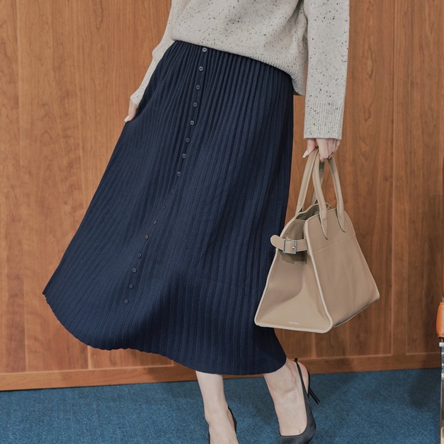 鋼琴百摺扭扣毛裙 6色（現貨）