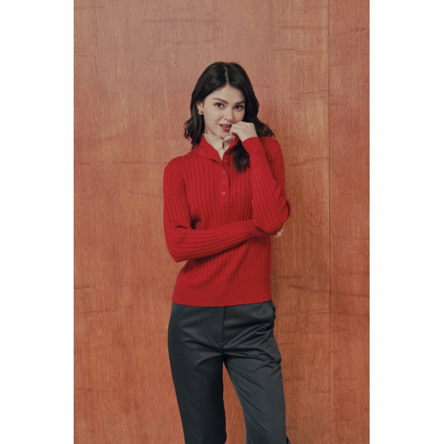 假兩件紅金高領長Ｔ（現貨）