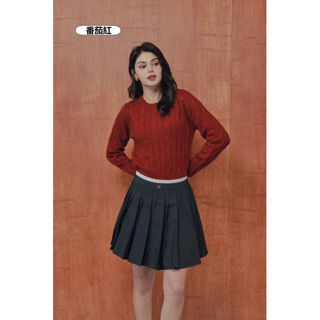 原色麻花圓領毛衣 3色（現貨）