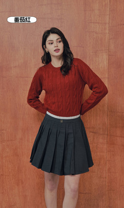 原色麻花圓領毛衣 3色（現貨）