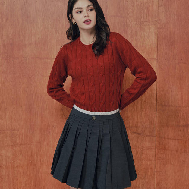 原色麻花圓領毛衣 3色（現貨）