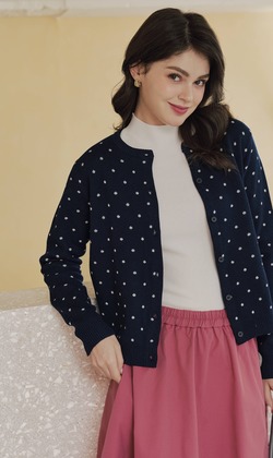 千代藍點毛衣外套 （現貨）