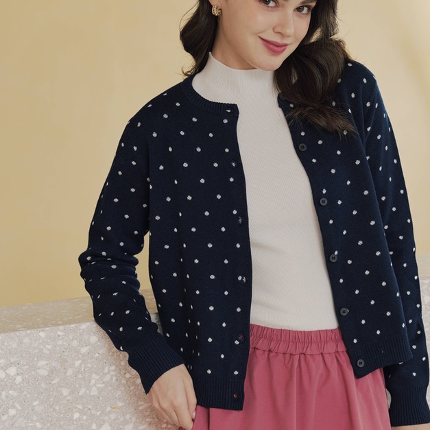 千代藍點毛衣外套 （現貨）