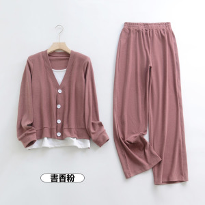 德絨拼色套裝 3色