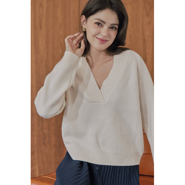 100%綿羊毛大Ｖ領毛衣 （現貨）