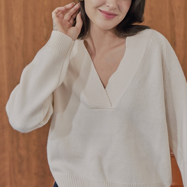 100%綿羊毛大Ｖ領毛衣 （現貨）