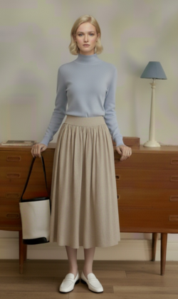 輕輕羊毛混紡半身裙 4色（現貨）