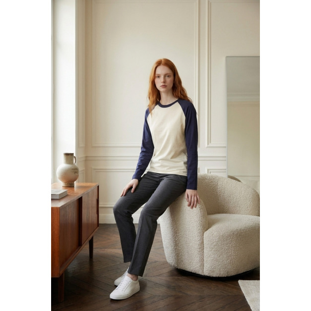 德絨棒球長T 2色（現貨）