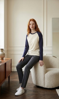 德絨棒球長T 2色（現貨）