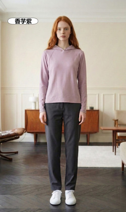 德絨連帽休閒長T 4色（現貨）