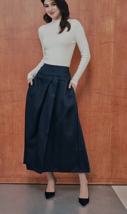 法式絲毛緞面半身裙  2色（現貨）