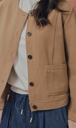 安仁圓領紋理外套（現貨）