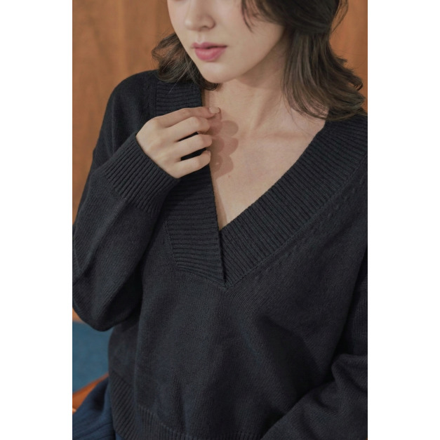 100%綿羊毛大Ｖ領毛衣 （只剩深灰現貨）